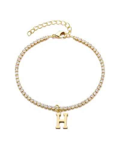 Adornia 14k Gold Plated Tennis Bracelet With Initial Charm