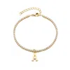Adornia 14k Gold Plated Tennis Bracelet With Initial Charm In Multi