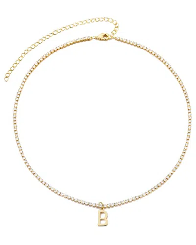 Adornia 14k Gold Plated Tennis Necklace With Initial Charm