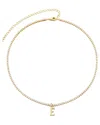 Adornia 14k Gold Plated Tennis Necklace With Initial Charm