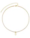 Adornia 14k Gold Plated Tennis Necklace With Initial Charm