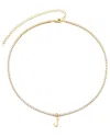 Adornia 14k Gold Plated Tennis Necklace With Initial Charm