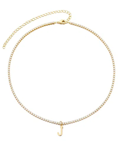 Adornia 14k Gold Plated Tennis Necklace With Initial Charm