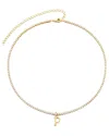 Adornia 14k Gold Plated Tennis Necklace With Initial Charm