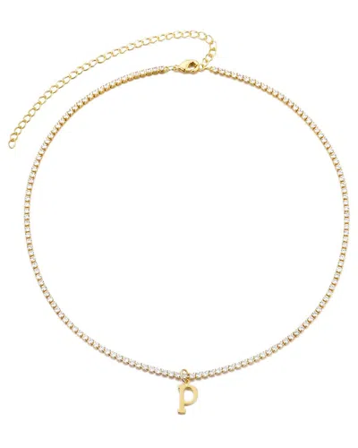 Adornia 14k Gold Plated Tennis Necklace With Initial Charm