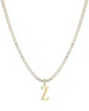Adornia 14k Gold Plated Tennis Necklace With Initial Charm