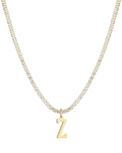 Adornia 14k Gold Plated Tennis Necklace With Initial Charm