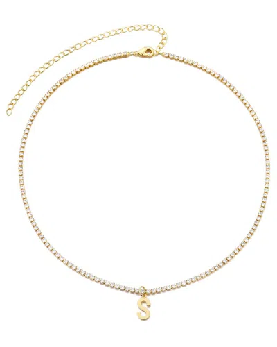 Adornia 14k Gold Plated Tennis Necklace With Initial Charm