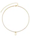 Adornia 14k Gold Plated Tennis Necklace With Initial Charm