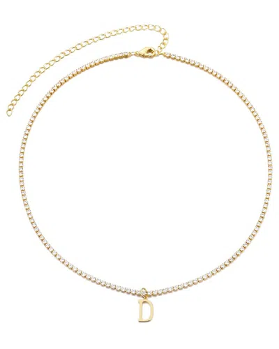 Adornia 14k Gold Plated Tennis Necklace With Initial Charm