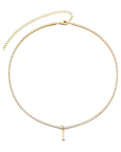 Adornia 14k Gold Plated Tennis Necklace With Initial Charm