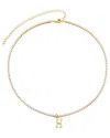 Adornia 14k Gold Plated Tennis Necklace With Initial Charm