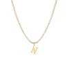 Adornia 14k Gold Plated Tennis Necklace With Initial Charm In Gold