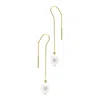 Adornia 14k Gold Plated Threader Earings With Freshwater Pearl In Silver