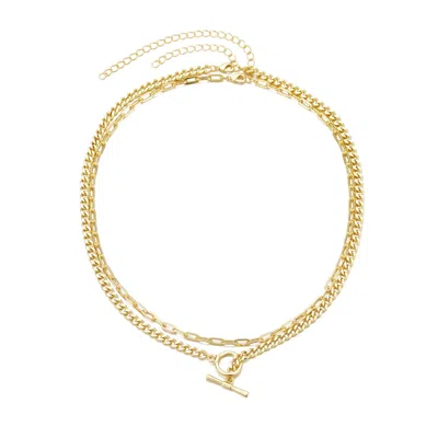Adornia 14k Gold Plated Toggle And Paperclip Set Of 2 Necklaces
