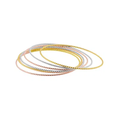Adornia 14k Gold Plated Tri-color Skinny 7-piece Bangle Set