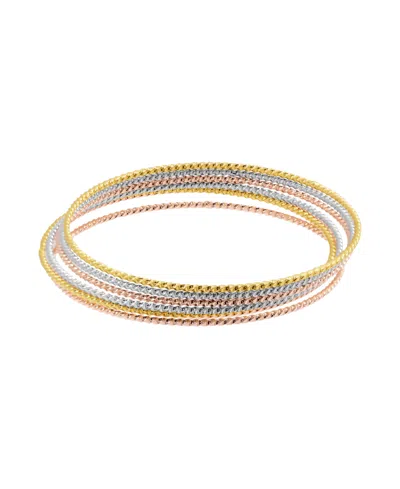 Adornia 14k Gold-plated Tri-color Skinny 7-piece Bangle Set In Multi