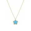 Adornia 14k Gold Plated Turquoise Cz Halo 5-leaf Clover Ne In Gold