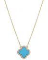 Adornia 14k Gold Plated Turquoise Cz Halo Clover Necklace