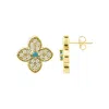 Adornia 14k Gold Plated Turquoise Flower Earrings In Gold,blue