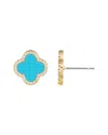 Adornia 14k Gold Plated Turquoise Halo Cz Clover Stud Earrings