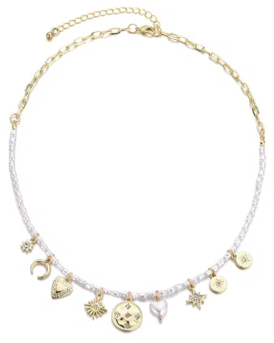 Adornia 14k Gold Plated Vintage Charm Pearl Strand Necklac