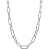 Adornia 14k Gold Plated Water Resistant Paper Clip Chain Necklace In Silver
