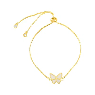 Adornia 14k Gold Plated White Butterfly Bolo Bracelet