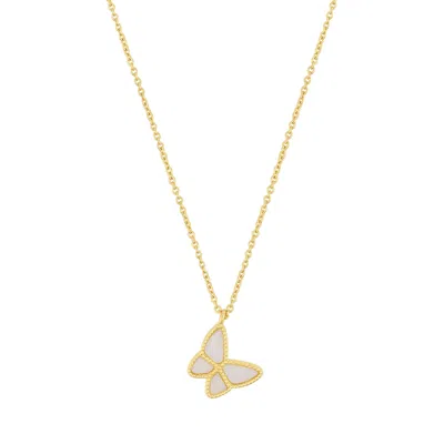 Adornia 14k Gold Plated White Butterfly Necklace
