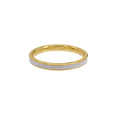 Adornia 14k Gold Plated White Enamel Band