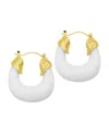 ADORNIA 14K GOLD-PLATED WHITE LUCITE BOXY HOOP EARRINGS