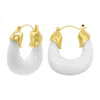 ADORNIA 14K GOLD PLATED WHITE LUCITE BOXY HOOP EARRINGS