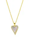 ADORNIA 14K GOLD-PLATED WHITE MOTHER-OF-PEARL CRYSTAL HALO HEART NECKLACE