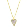 ADORNIA 14K GOLD PLATED WHITE MOTHER-OF-PEARL CRYSTAL HALO HEART NECKLACE