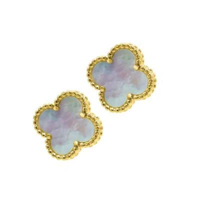 Adornia 14k Gold Plated White Mother Of Pearl Flower Stud Earrings