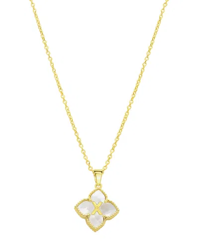 Adornia 14k Gold-plated White Mother-of-pearl Initial Floral Necklace