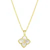 Adornia 14k Gold Plated White Mother-of-pearl Initial Floral Necklace In Multi