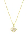 Adornia 14k Gold-plated White Mother-of-pearl Initial Floral Necklace In White- E