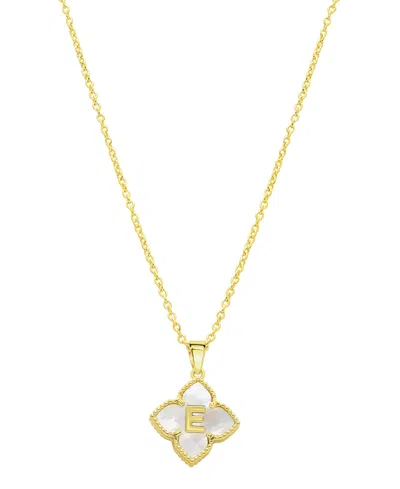 Adornia 14k Gold-plated White Mother-of-pearl Initial Floral Necklace In White- E