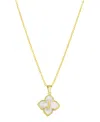 ADORNIA 14K GOLD-PLATED WHITE MOTHER-OF-PEARL INITIAL FLORAL NECKLACE