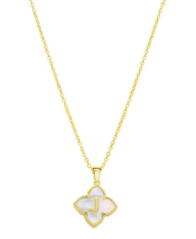 Adornia 14k Gold-plated White Mother-of-pearl Initial Floral Necklace In White- J