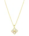 ADORNIA 14K GOLD-PLATED WHITE MOTHER-OF-PEARL INITIAL FLORAL NECKLACE