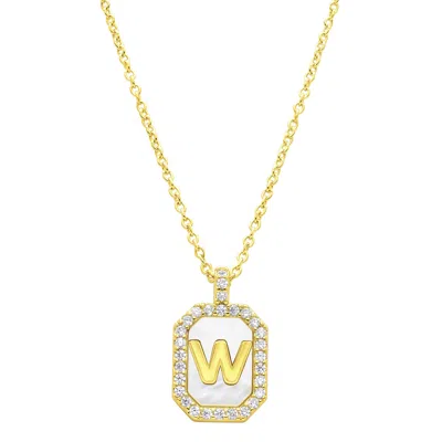 Adornia 14k Gold Plated White Mother-of-pearl Initial Tablet Necklace