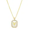 Adornia 14k Gold Plated White Mother-of-pearl Initial Tablet Necklace In Multi