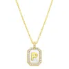 Adornia 14k Gold Plated White Mother-of-pearl Initial Tablet Necklace In Silver