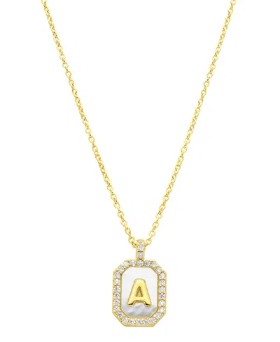 Adornia 14k Gold-plated White Mother-of-pearl Initial Tablet Necklace In White- A
