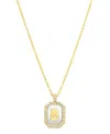 Adornia 14k Gold-plated White Mother-of-pearl Initial Tablet Necklace In White- B