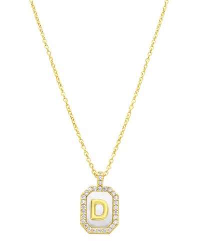 Adornia 14k Gold-plated White Mother-of-pearl Initial Tablet Necklace In White- D
