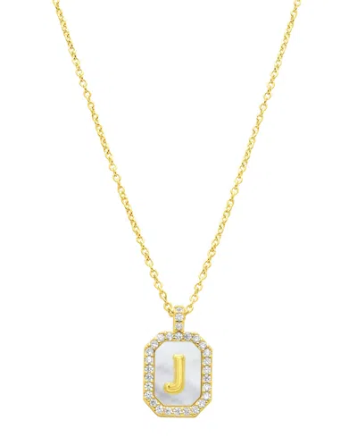 Adornia 14k Gold-plated White Mother-of-pearl Initial Tablet Necklace In White- J