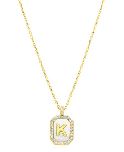 Adornia 14k Gold-plated White Mother-of-pearl Initial Tablet Necklace In White- K